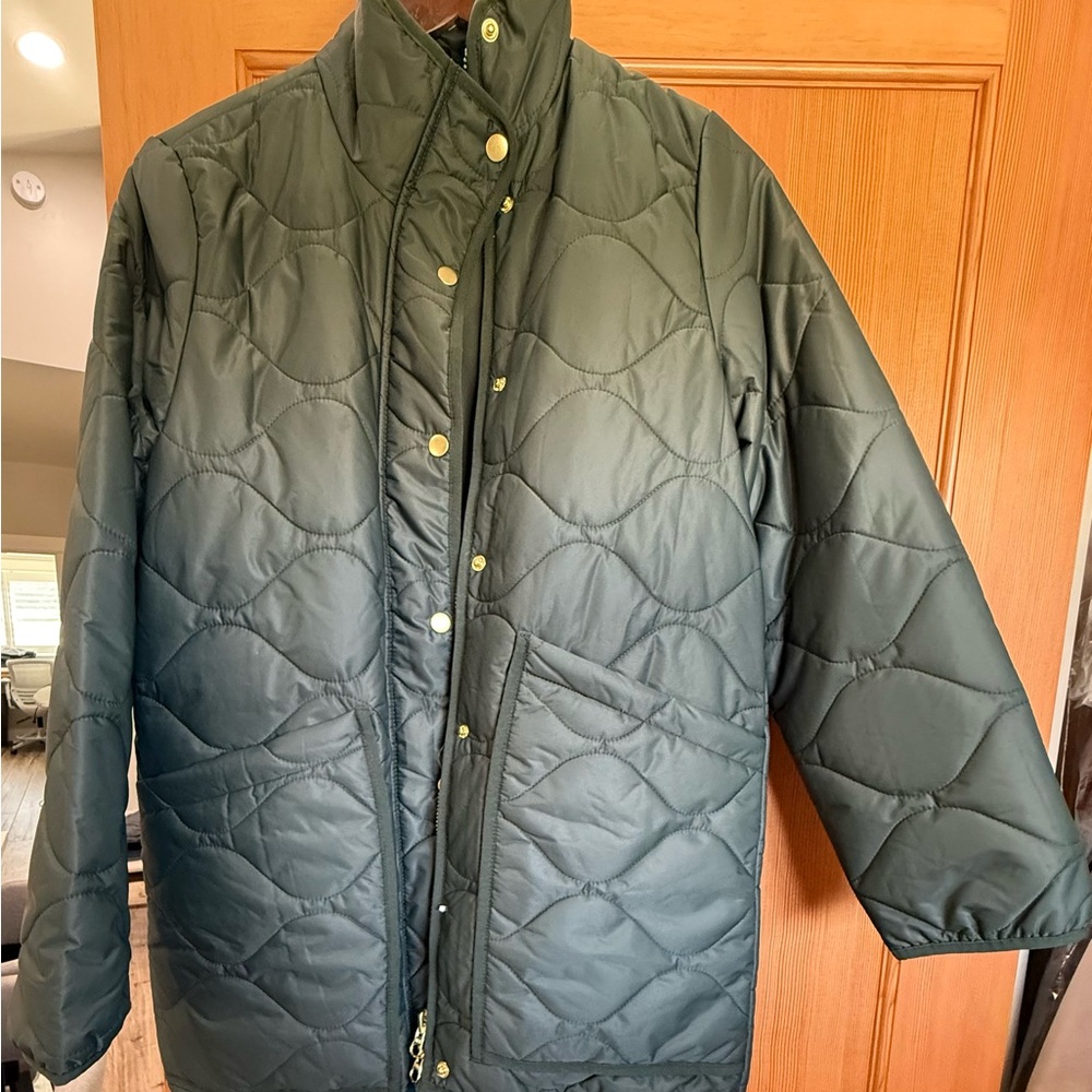 Quince Quilted Long Puffer Jacket in Olive